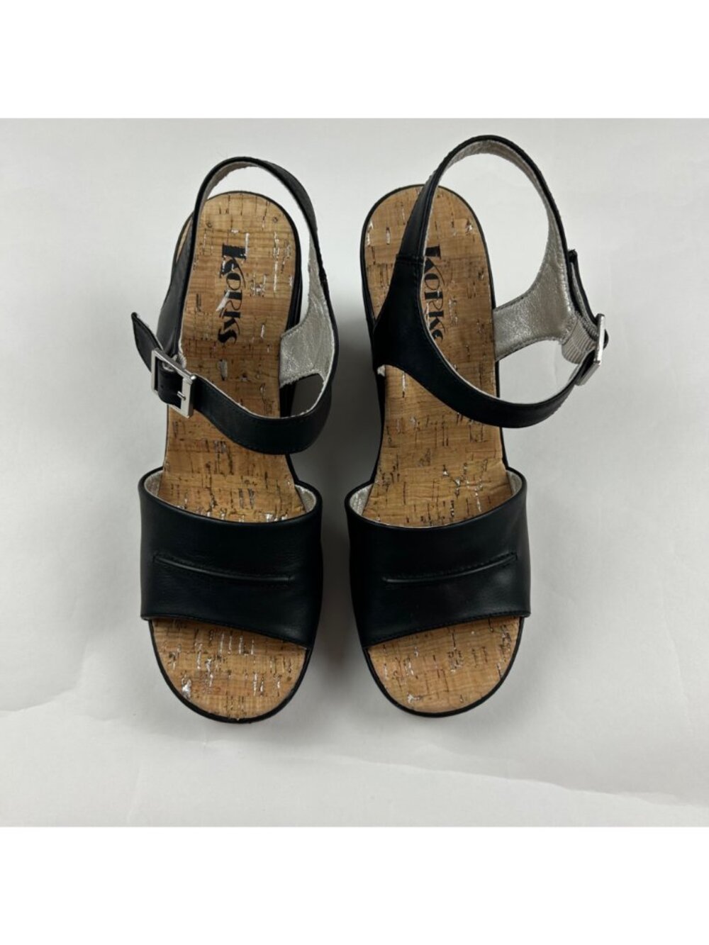 Kork's Black Bardot Ankle Strap Wedge Sandal 11 - Picture 3 of 8